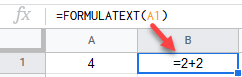 google sheets FORMULATEXT FUNCTION
