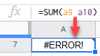 google sheets #ERROR! error