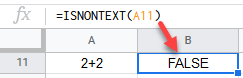 google sheets function isnontext
