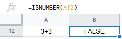 google sheets isnumber function