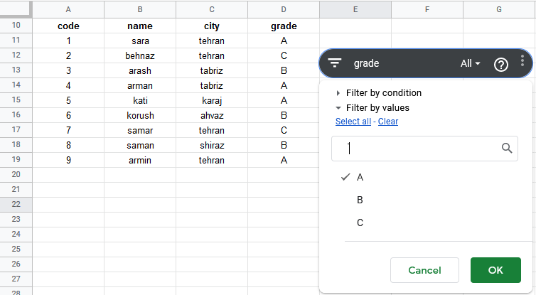 google sheets menu data slicer 5