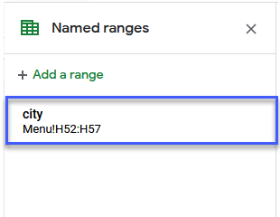 google sheets menu data named ranges