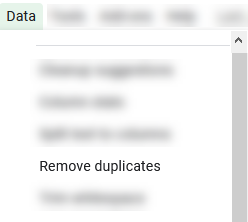 google sheets menu data remove duplicates 1