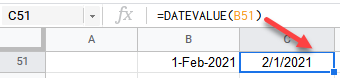google sheets function datevalue 1