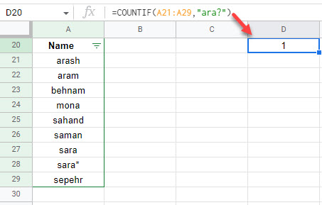 google sheets formula wildcard 3