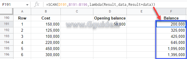 google sheets SCAN function 2