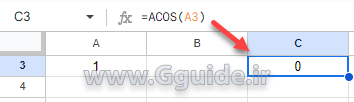 google sheets ACOS function
