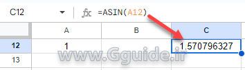 google sheets ASIN function