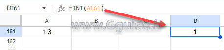 google sheets INT function