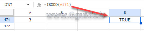 google sheets ISODD function 1