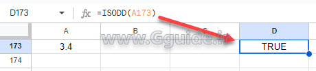 google sheets ISODD function 2