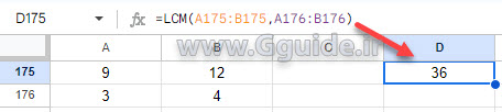 google sheets LCM function