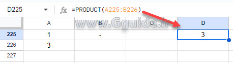 google sheets PRODUCT function 2