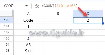 google sheets COUNT function