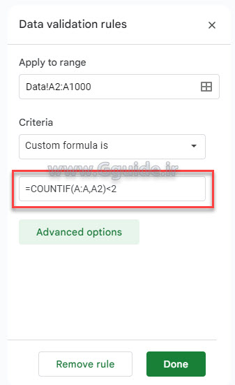 Avoid entering duplicate data in google sheets 1