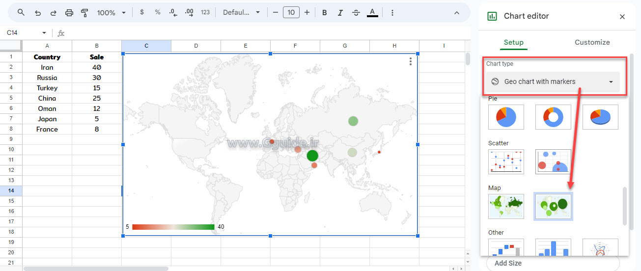 map geo chart in google sheets 2