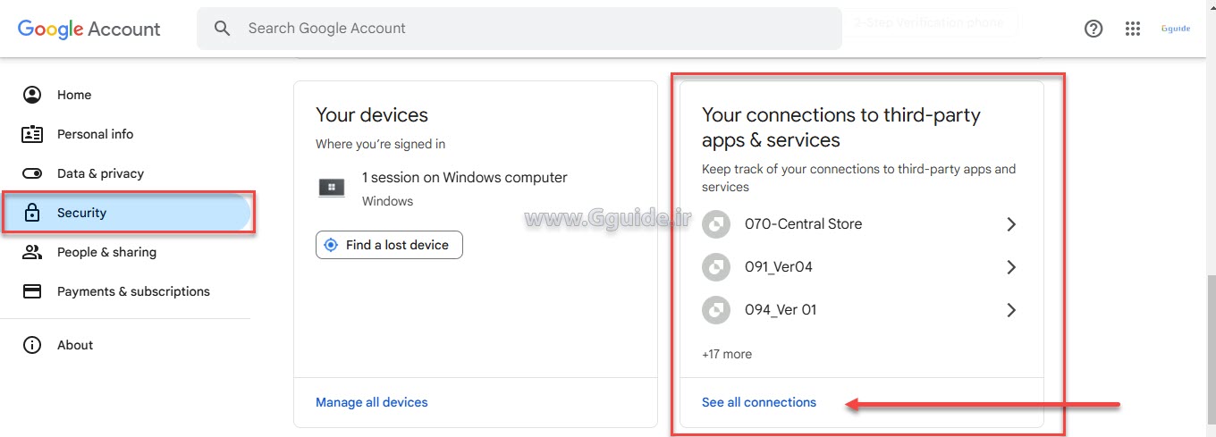 از کجا بفهمیم به چه اسکریپت هایی در گوگل شیت دسترسی داده ایم 3