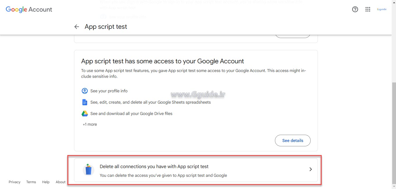 از کجا بفهمیم به چه اسکریپت هایی در گوگل شیت دسترسی داده ایم 5